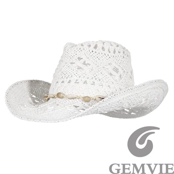 Turquoise Straw Cowboy Hat For Men Women Summer Western Cowgirl Hat Woven😒 - Picture 3 of 7